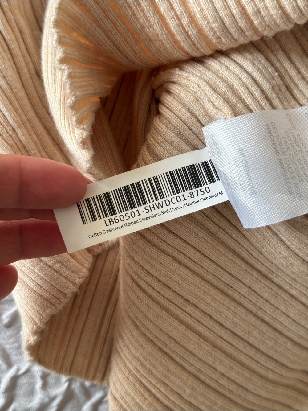 Quince Cotton Cashmere Ribbed Sleeveless Midi Dress - Heather Oatmeal - Size M - Picture 16 of 16